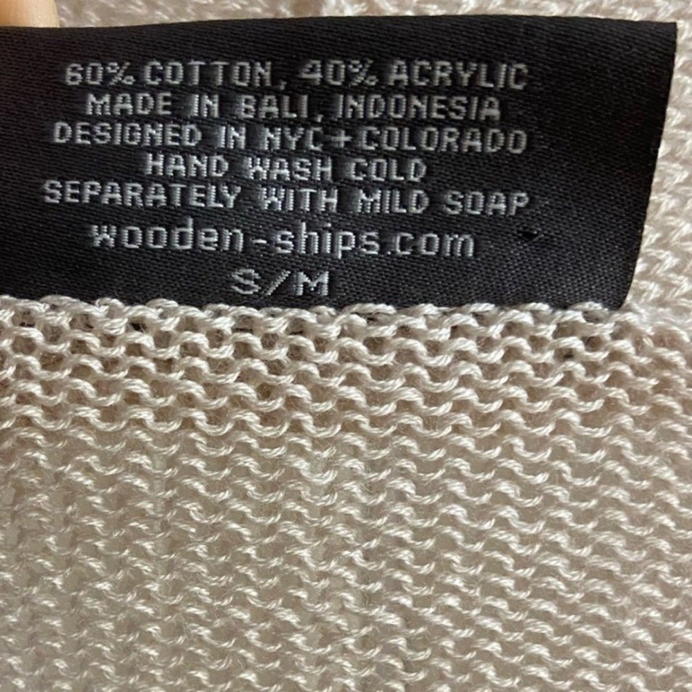 Wooden Ships Cream Knit Cardigan vest Medium - Picture 7 of 7